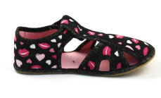Ef Barefoot dievčenské papuče 386 Black Hearts