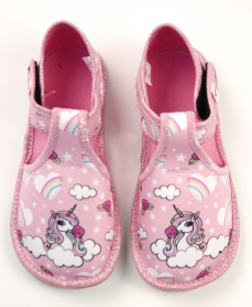 Ef barefoot dievčenské papuče 385 Pink Unicorn