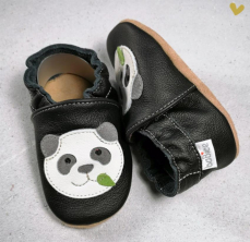 Kožené topánočky Babica - Panda s podlepením