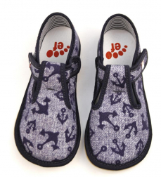 Ef Barefoot chlapčenské papuče 395 Jeans Kotva