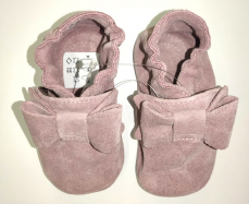 Kožené topánočky Babica - Ružová s podlepením