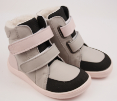 Baby Bare Shoes Febo Winter Grey Pink Asfaltico