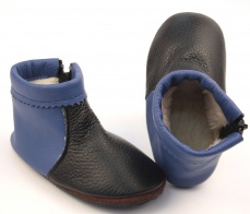 Zateplené kožené topánočky modrá / čierna